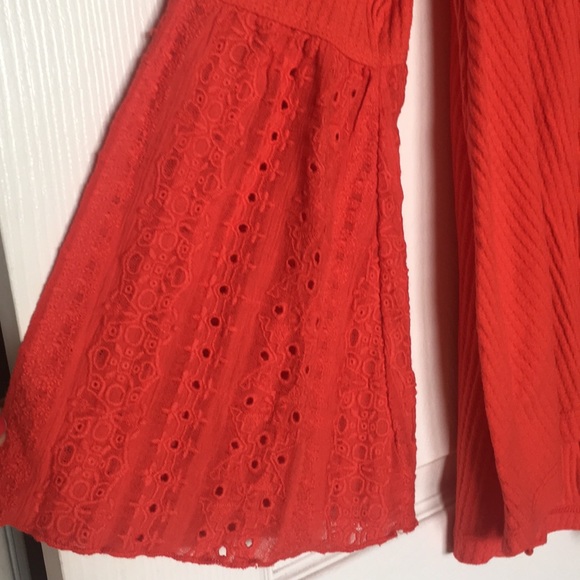 Freepeople vneck red lace Henley sz XSmall - Picture 3 of 5